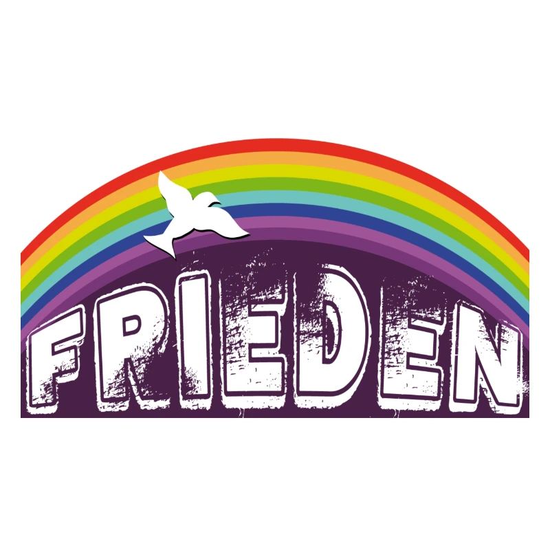 FRIEDEN SCHRIFTZUG mit Regenbogen