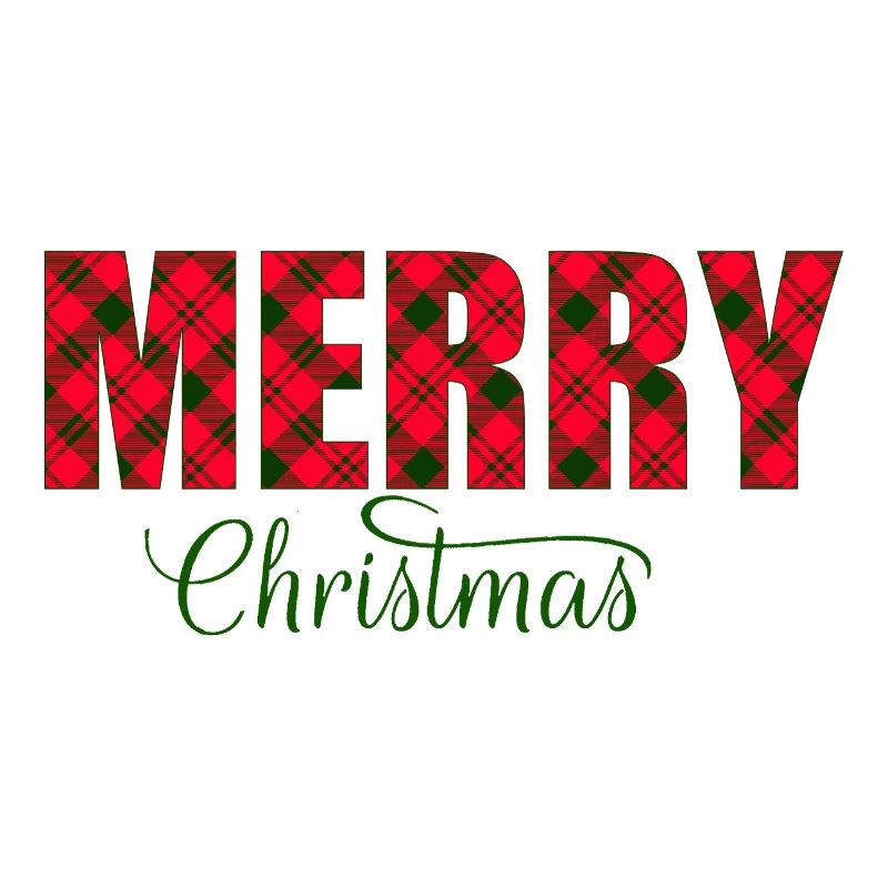 Merry Christmas Plaid Script
