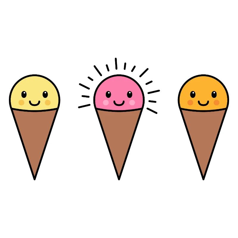 Glace Kawaii dans un cornet