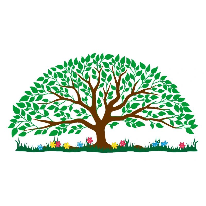 Bunter Baum – brauner Stamm mit grünen Blättern
