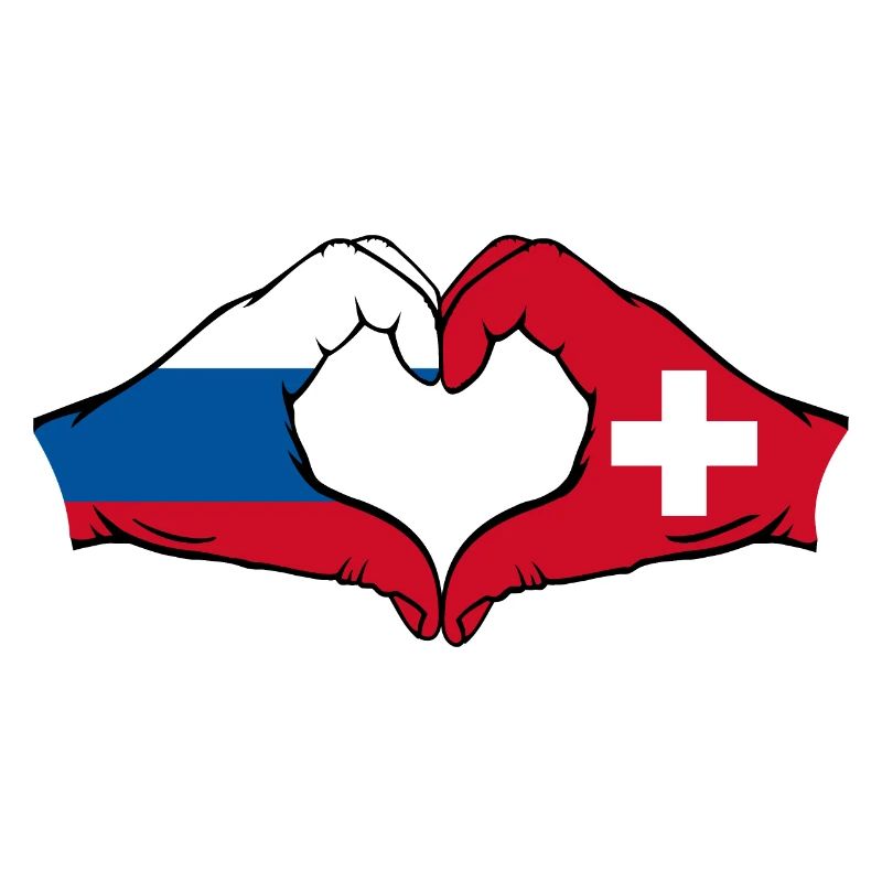 Russie Suisse Drapeau Aiguilles Forme De Coeur