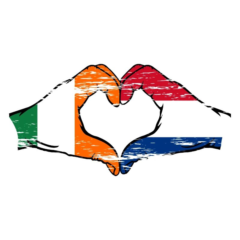 Irlande Hollande drapeau mains forme de coeur utilisé