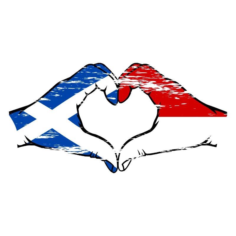 Ecosse Indonésie Drapeau Mains Coeur Utilisé