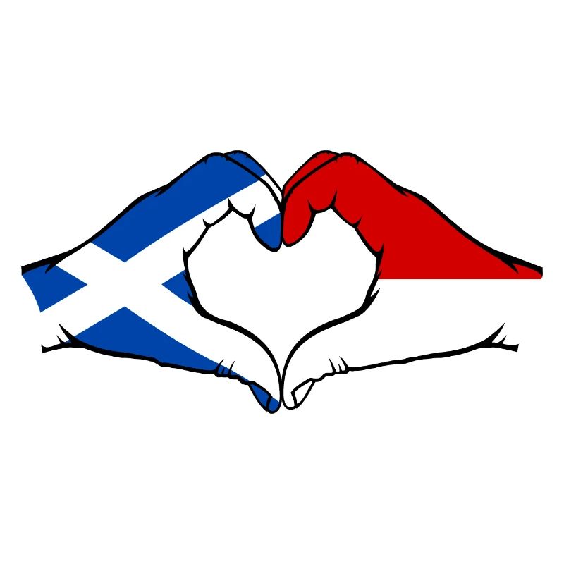 Ecosse Indonésie Drapeau Mains Coeur Forme