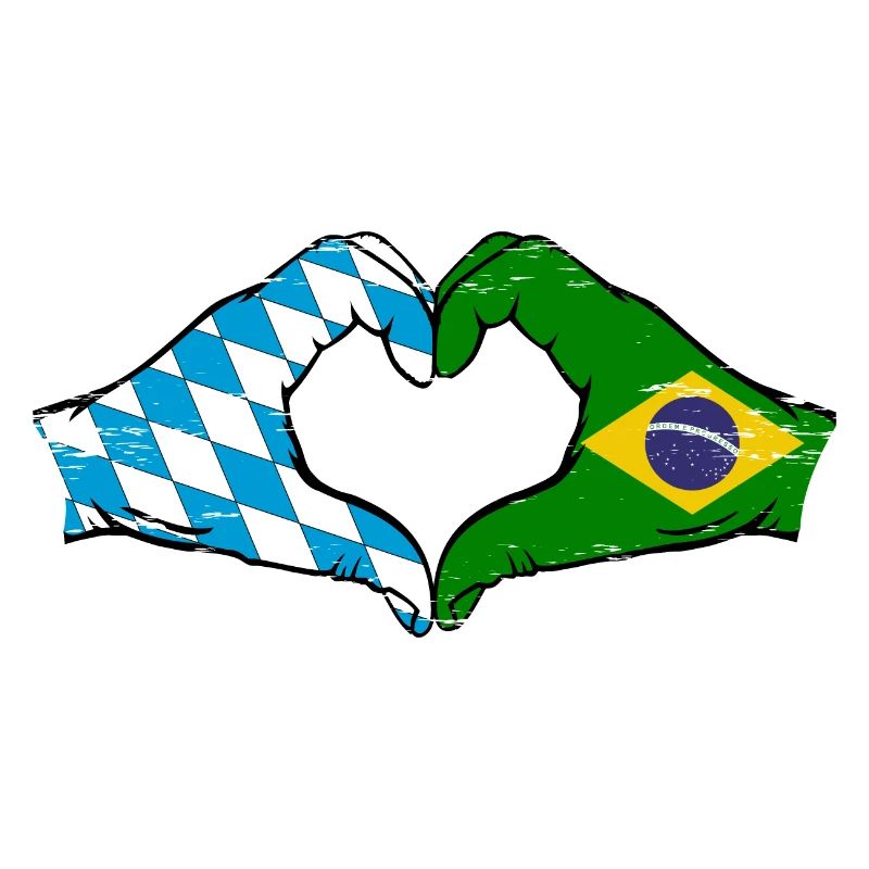 Bavière, Brésil, Drapeau, Mains, Forme Coeur Utilisé