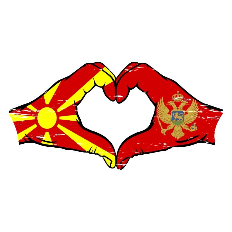 Macédoine Monténégro drapeau mains forme de coeur utilisé
