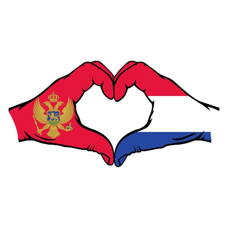Montenegro Holland Flag Hands Heart Shape