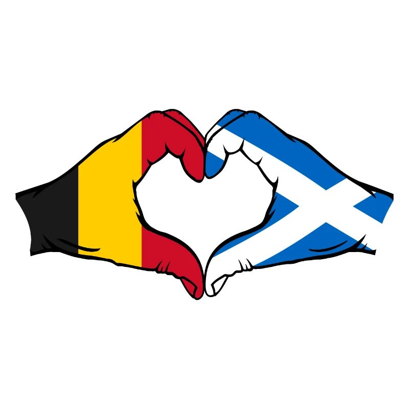 Belgium Scotland Hands Heart Shape