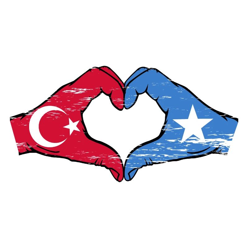 Turkey Somalia Flag Hands Heart Shape Used