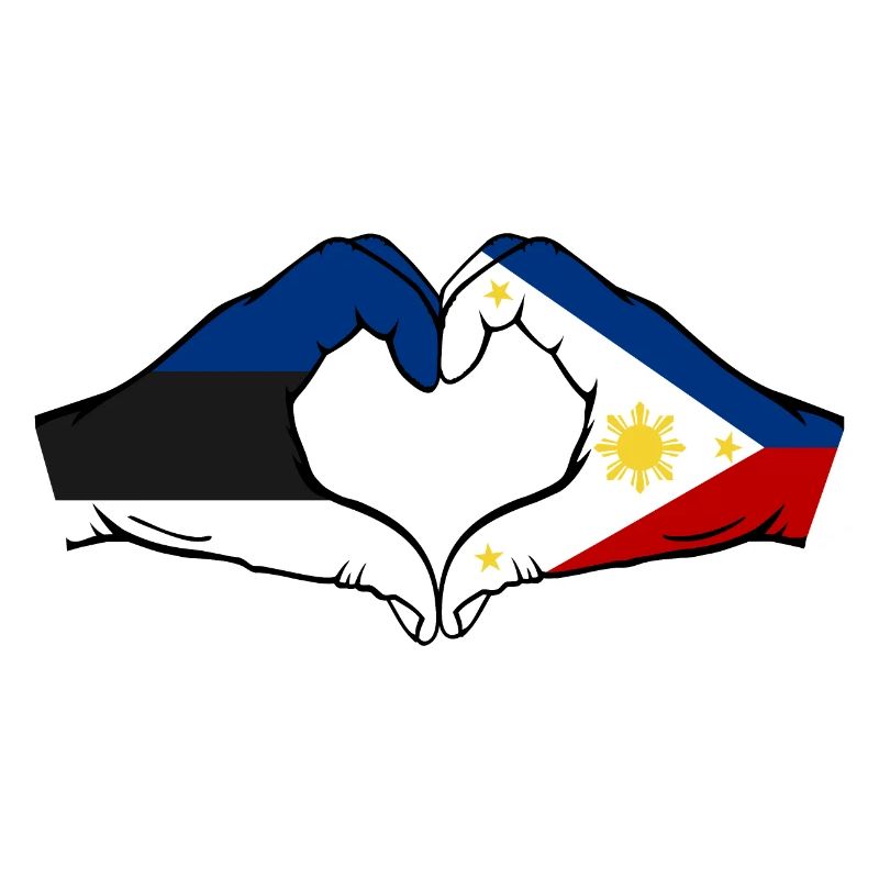 Estonie Philippines Drapeau Mains Coeur Forme