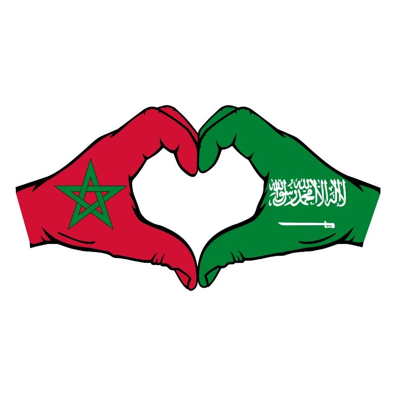 Maroc Arabie Saoudite Drapeau Mains Coeur Forme