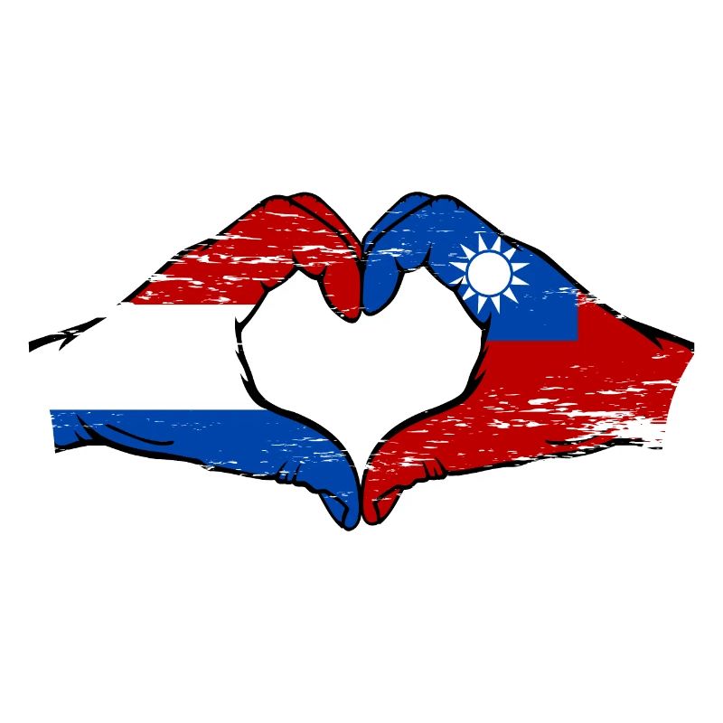Hollande Taiwan drapeau mains forme de coeur utilisé