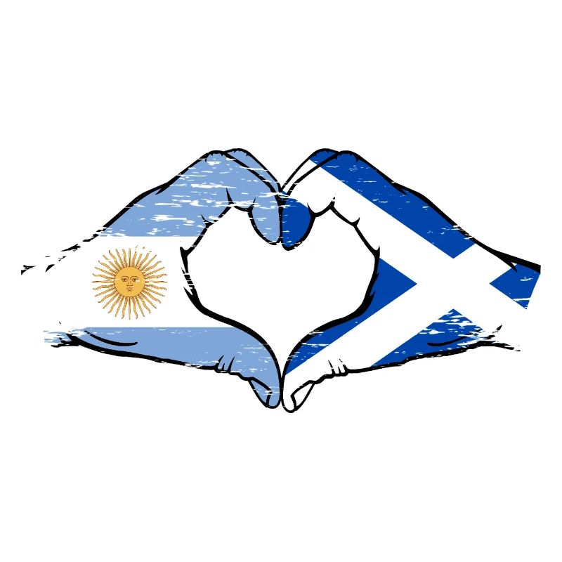 Argentine Ecosse drapeau mains forme de coeur utilisé