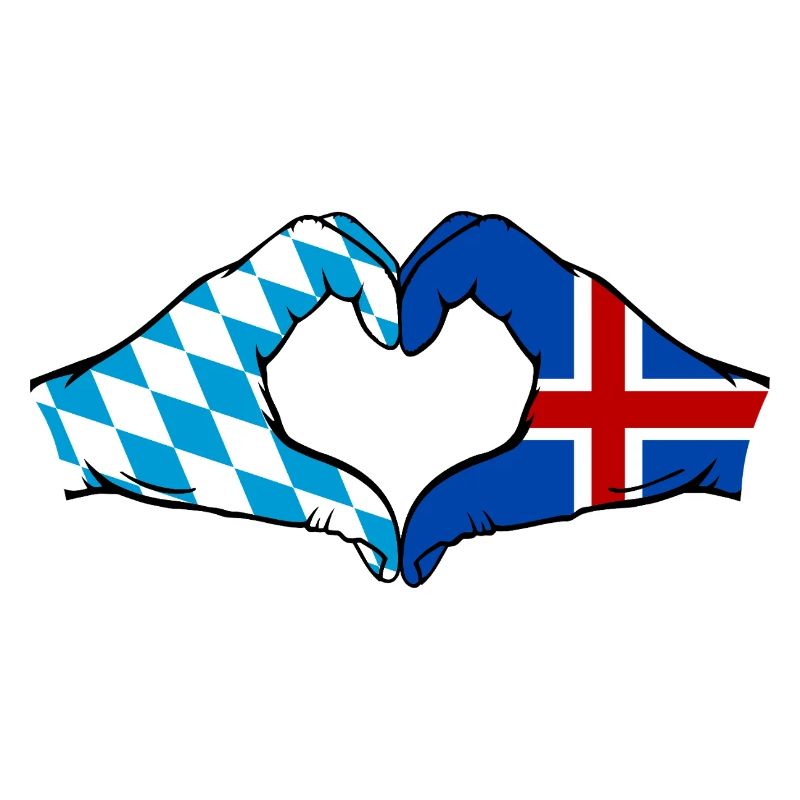 Bavière, Islande, drapeau, mains, forme de coeur