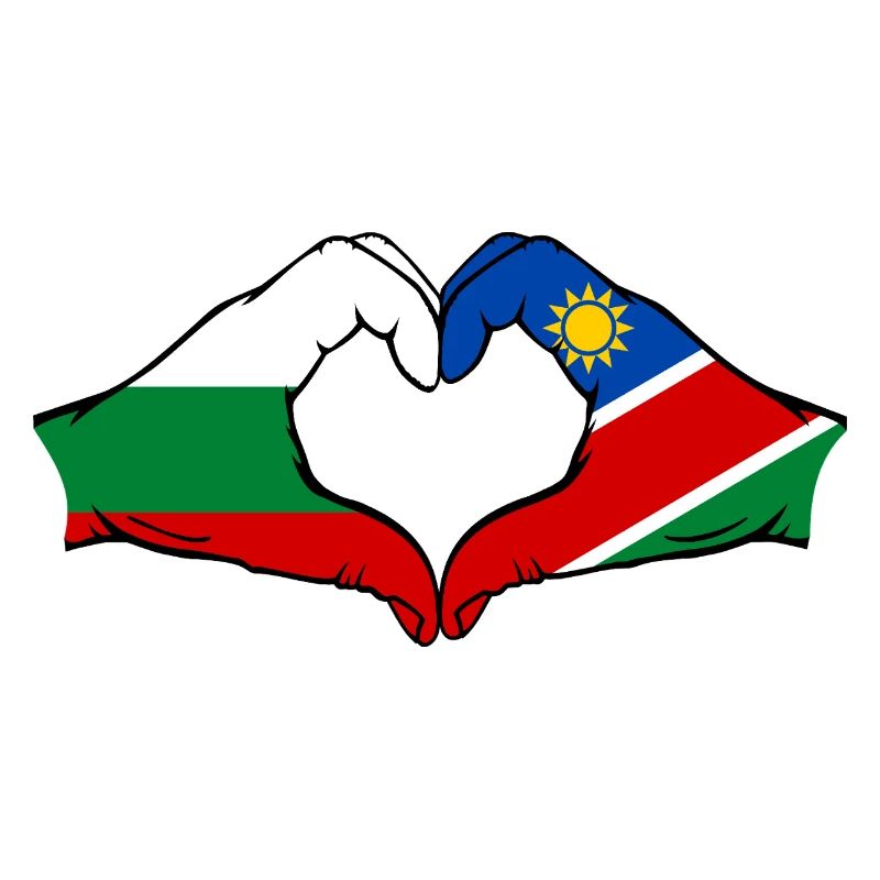 Bulgaria Namibia flag hands heart shape