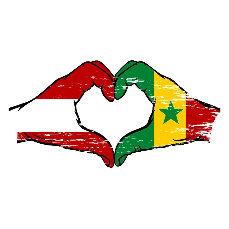 Austria Senegal Flag Hands Heart Shape Used
