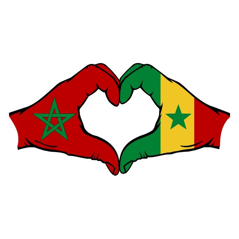 China Senegal Flag Hands Heart Shape