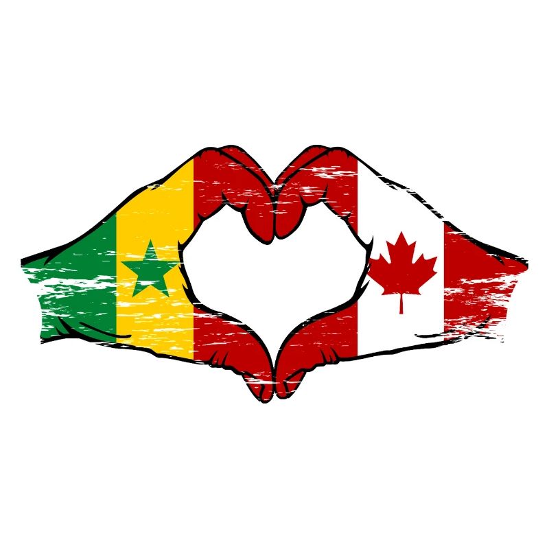 Sénégal Canada Drapeau Mains Coeur Forme