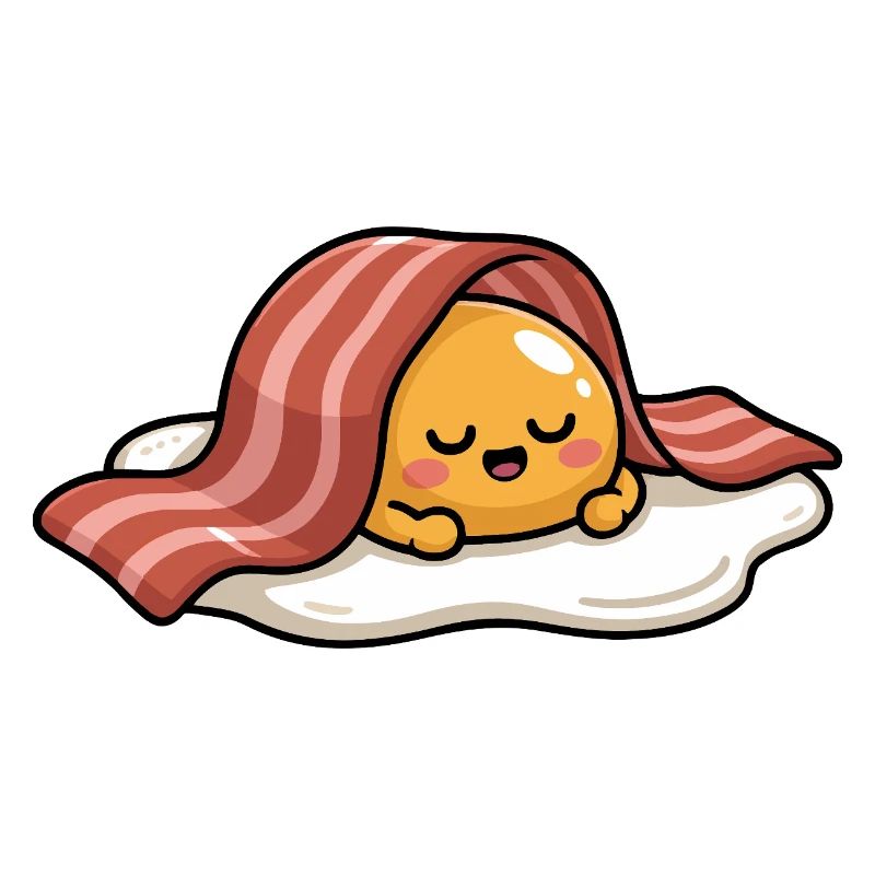 Sleeping Egg with Bacon Cartoon