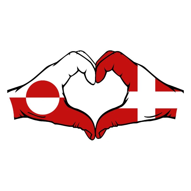 Drapeau du Groenland Danemark Mains Forme de cœur