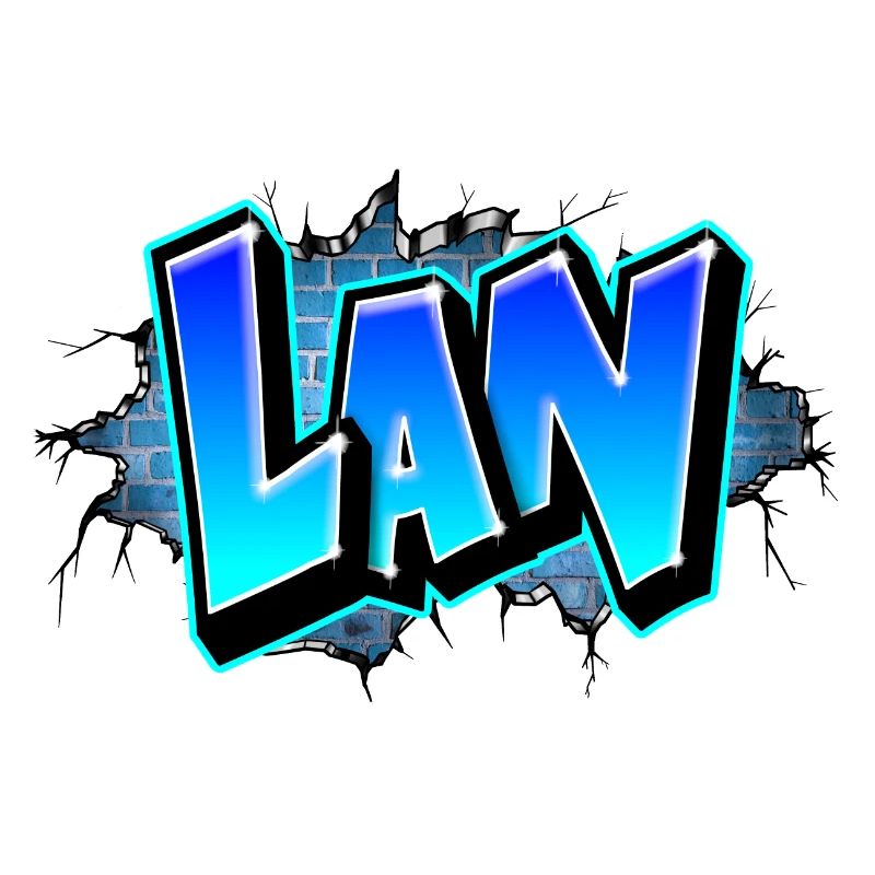 Graffiti Lan Blue Brick Cracks