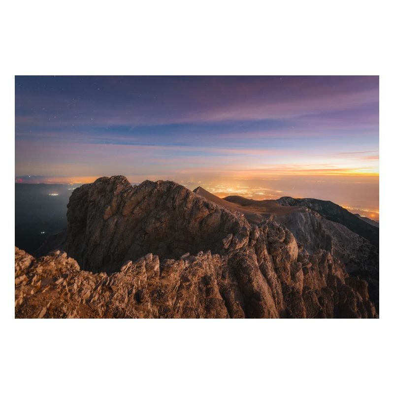 Alpenglow au sommet de l’Olympe en Grèce