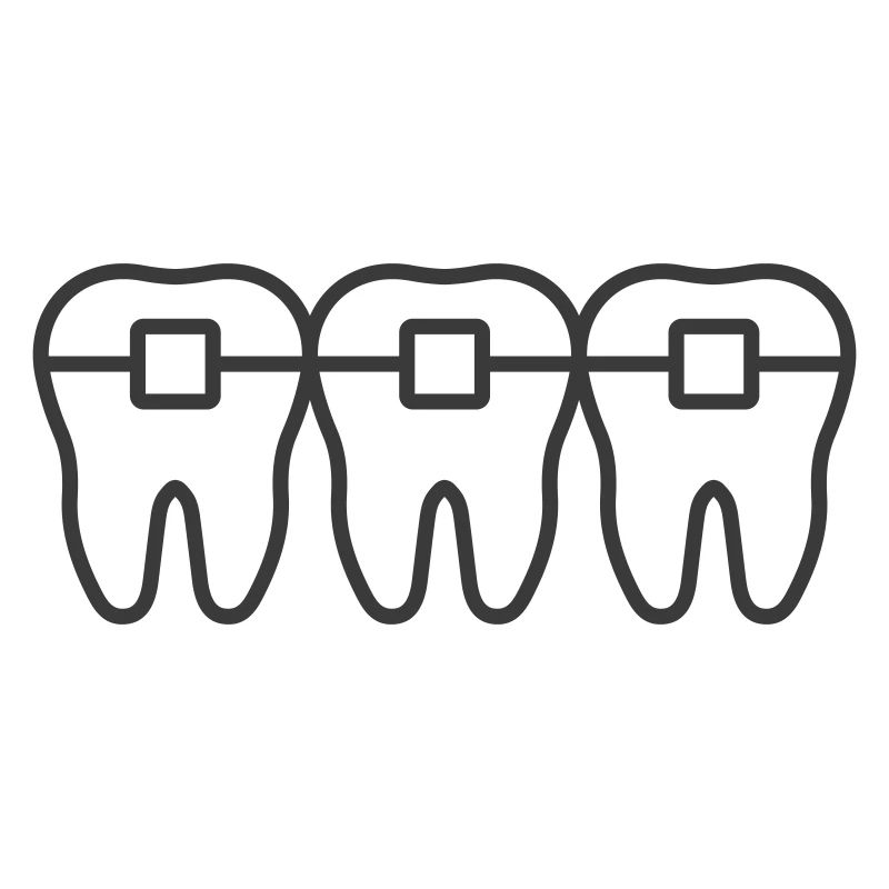 Braces Line Icon – Orthodontic Teeth Alignment Sym