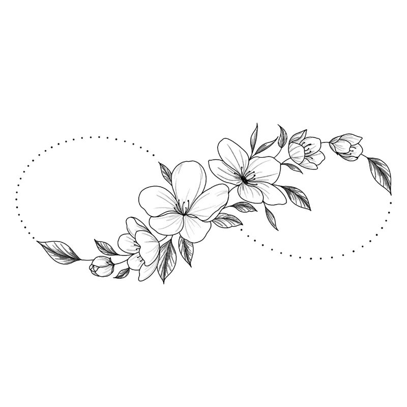 Blumige Kirschblüte und Unendlichkeitszeichen.
