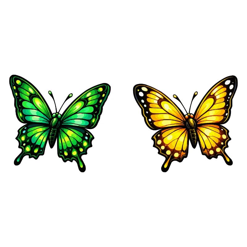 Papillons vivants : vert et jaune
