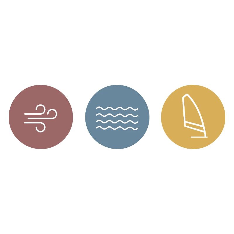 Bunte Icons Windsurfen