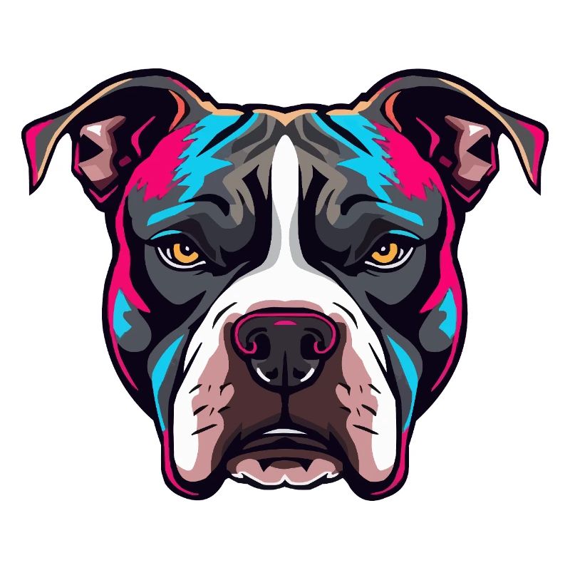 Portrait de pitbull néon