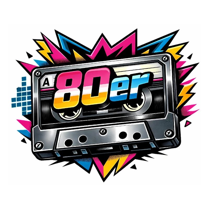 80er Retro Kassette Neon