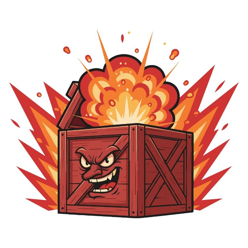 Boîte en bois explosive au visage sombre