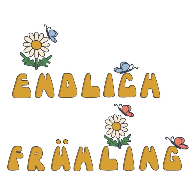 Endlich Frühling mit Blumen und Schmetterlinge