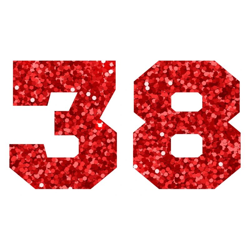 Number 38 Red Glitter - 38th Anniversary