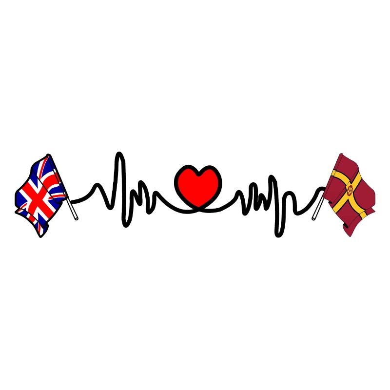 Drapeau Northamptonshire + Grande-Bretagne avec battement de cœur