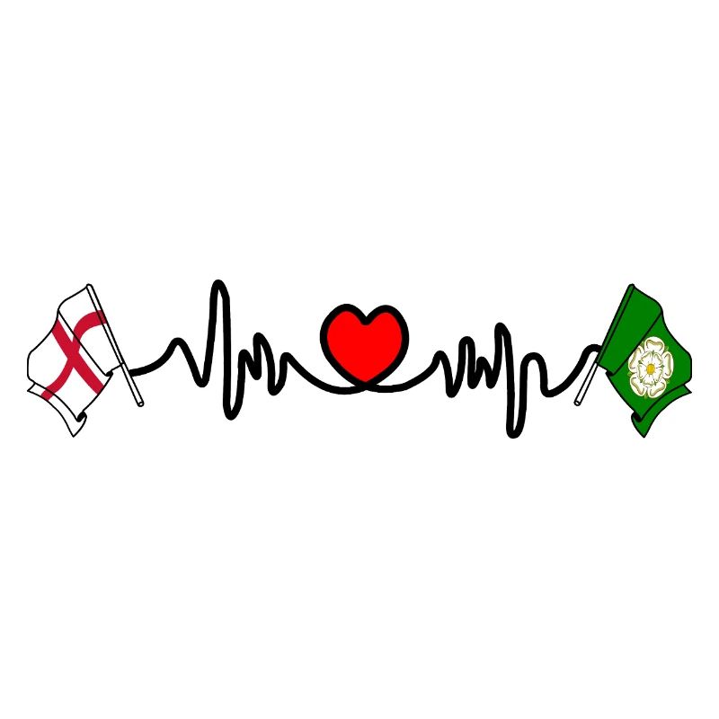 Drapeau du North Yorkshire+ Angleterre avec battement de cœur