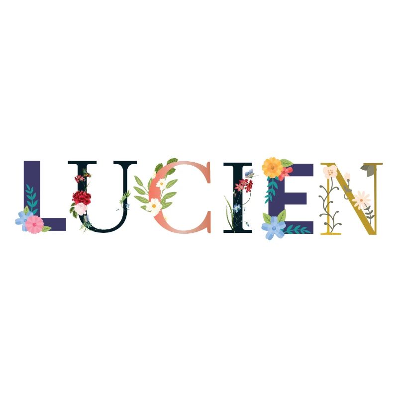 Le nom de LUCIEN est orné de fleurs