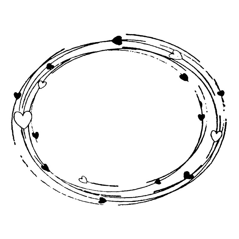 Decorative oval with hearts - frame background
