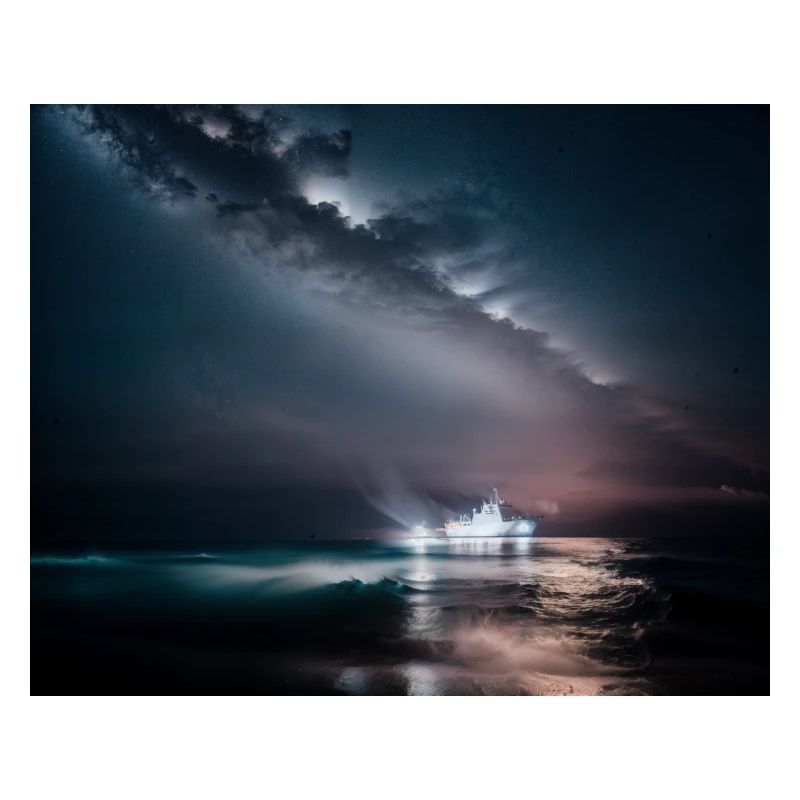 Ship at night