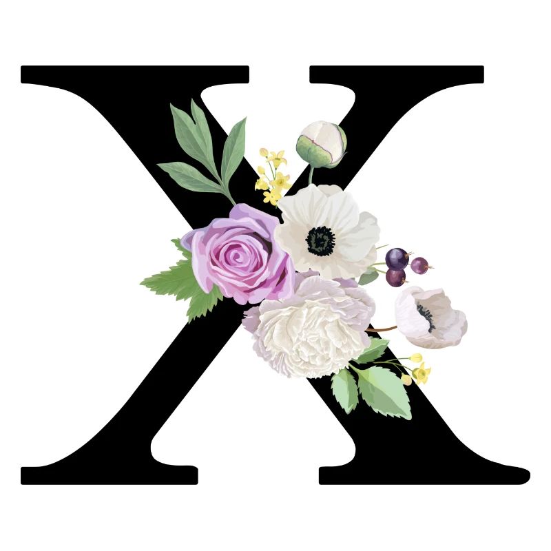 Lila floral x Buchstabe