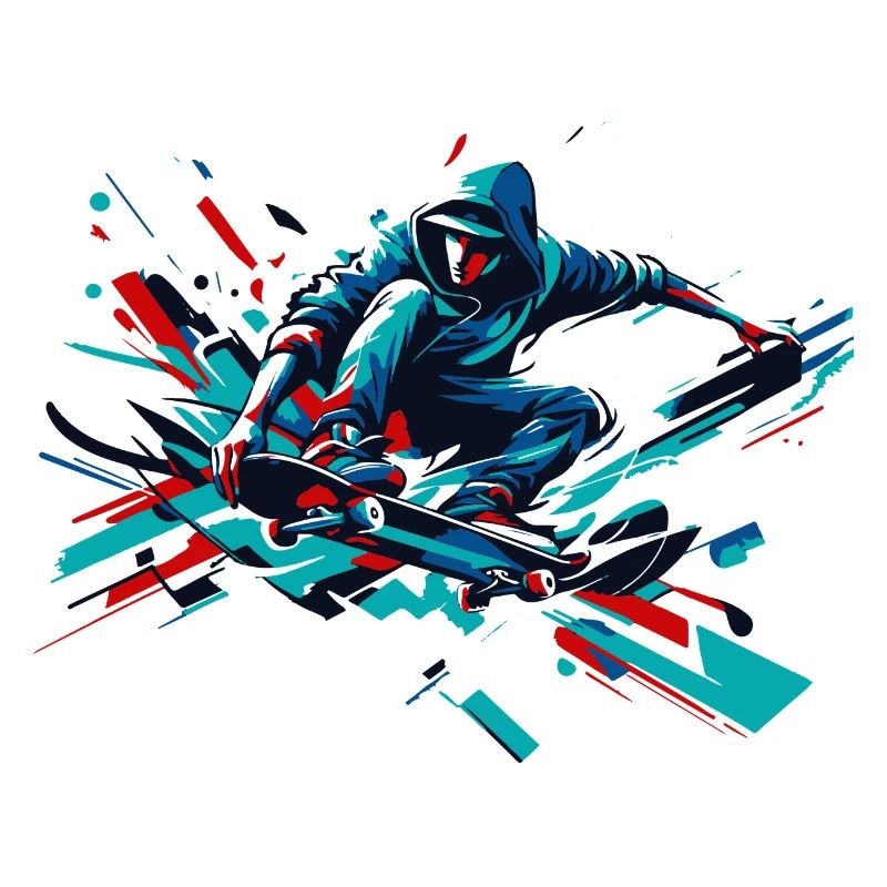 Lebendiges buntes Motiv eines Skaters