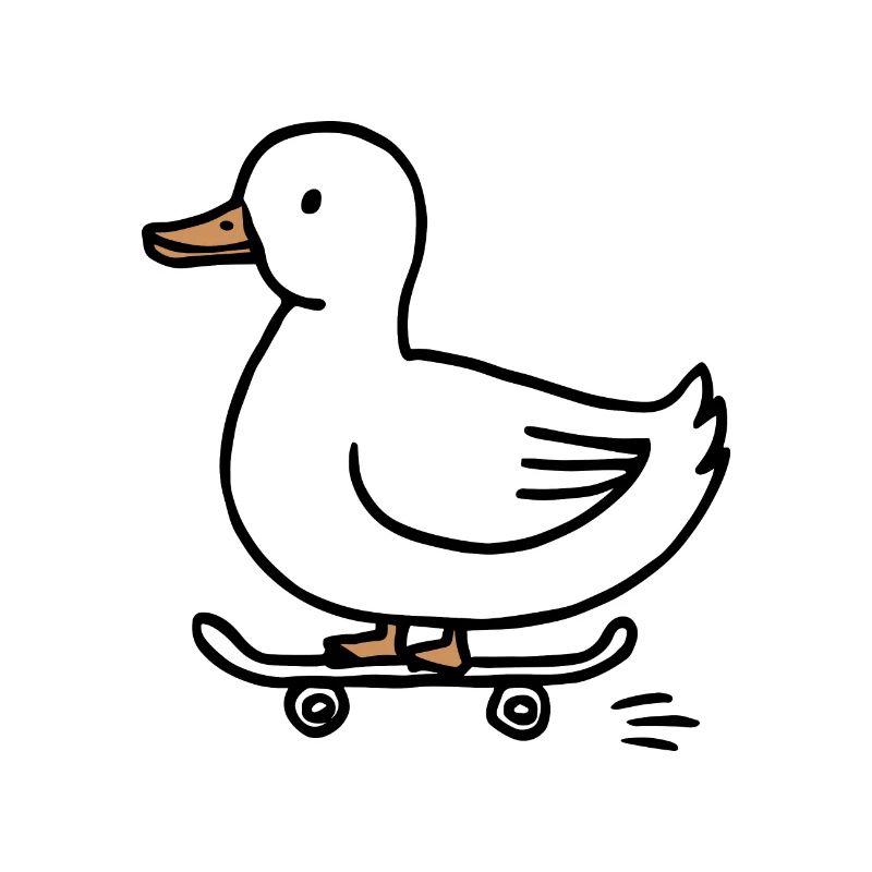 Funny duck on a skateboard for skaters