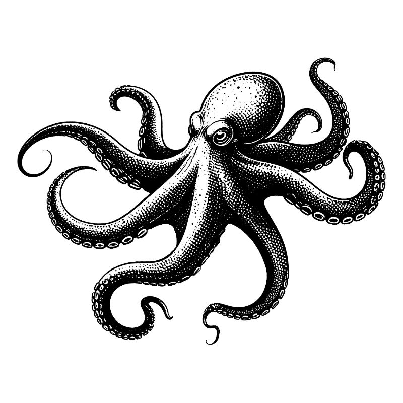 Oktopus in Monochrom