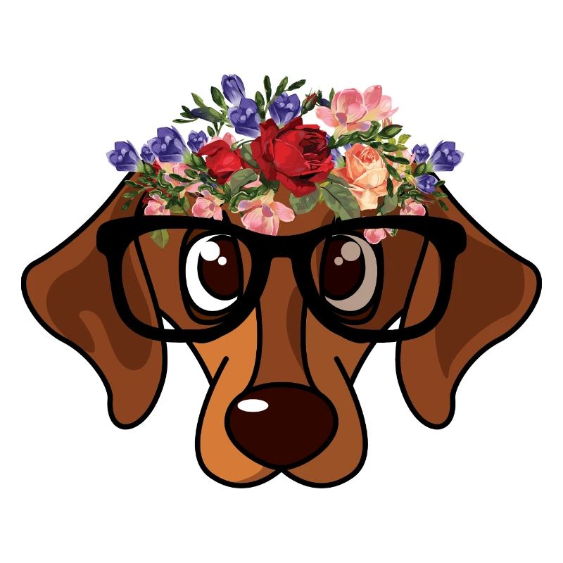 Mignonnes lunettes Crowndog Lover en fleur de teckel