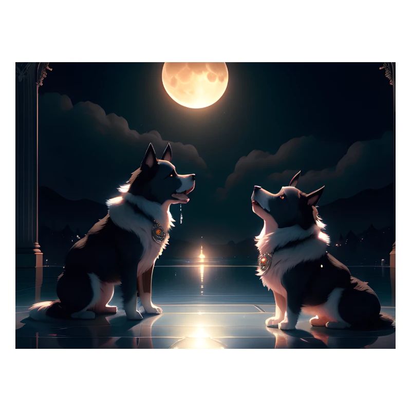 Duo canin au clair de lune
