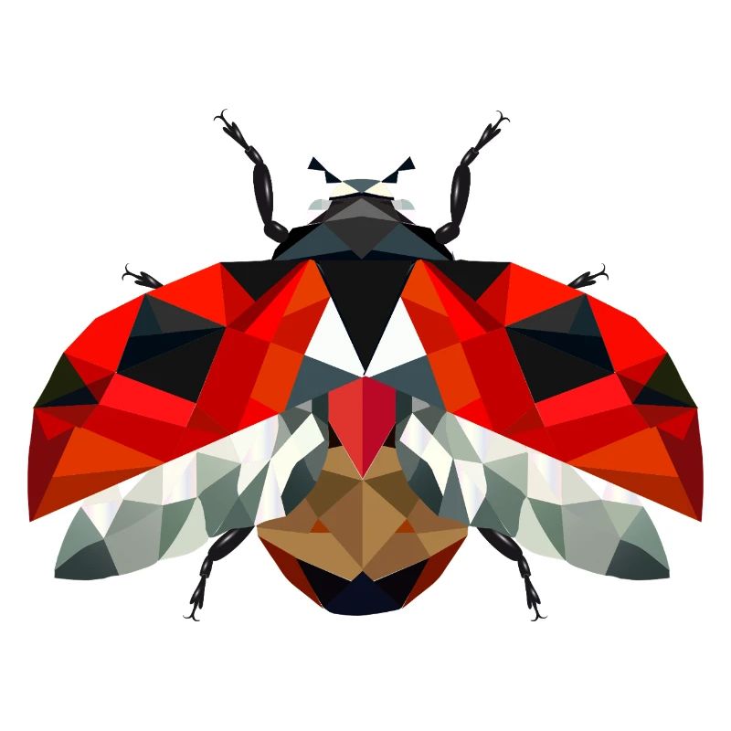 Flying ladybug in strong red tones