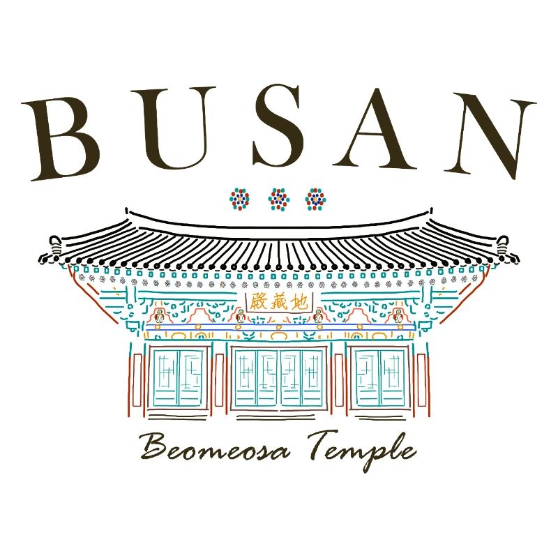 Busan, Corée du Sud, Temple dessiné à la main