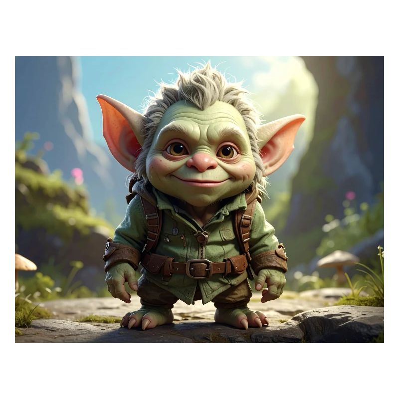 Little green creature in the forest