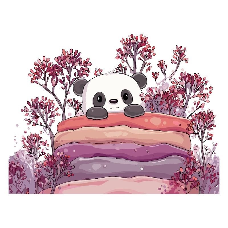 Panda on sweet macaron cake